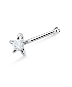 Ribbon Flower Silver Bone Nose Stud NSKD-704